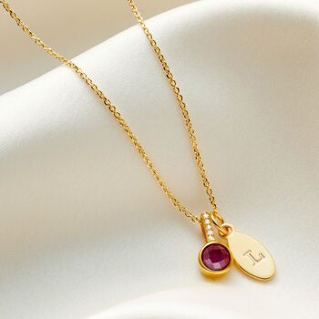 Birthstone Necklace With Initial And Real Diamonds, 10 of 12