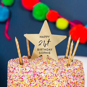 Personalised Happy Birthday Gold Star Cake Topper, 3 of 7