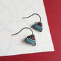 Small Triangle Earrings In Oxidised Silver, thumbnail 3 of 6