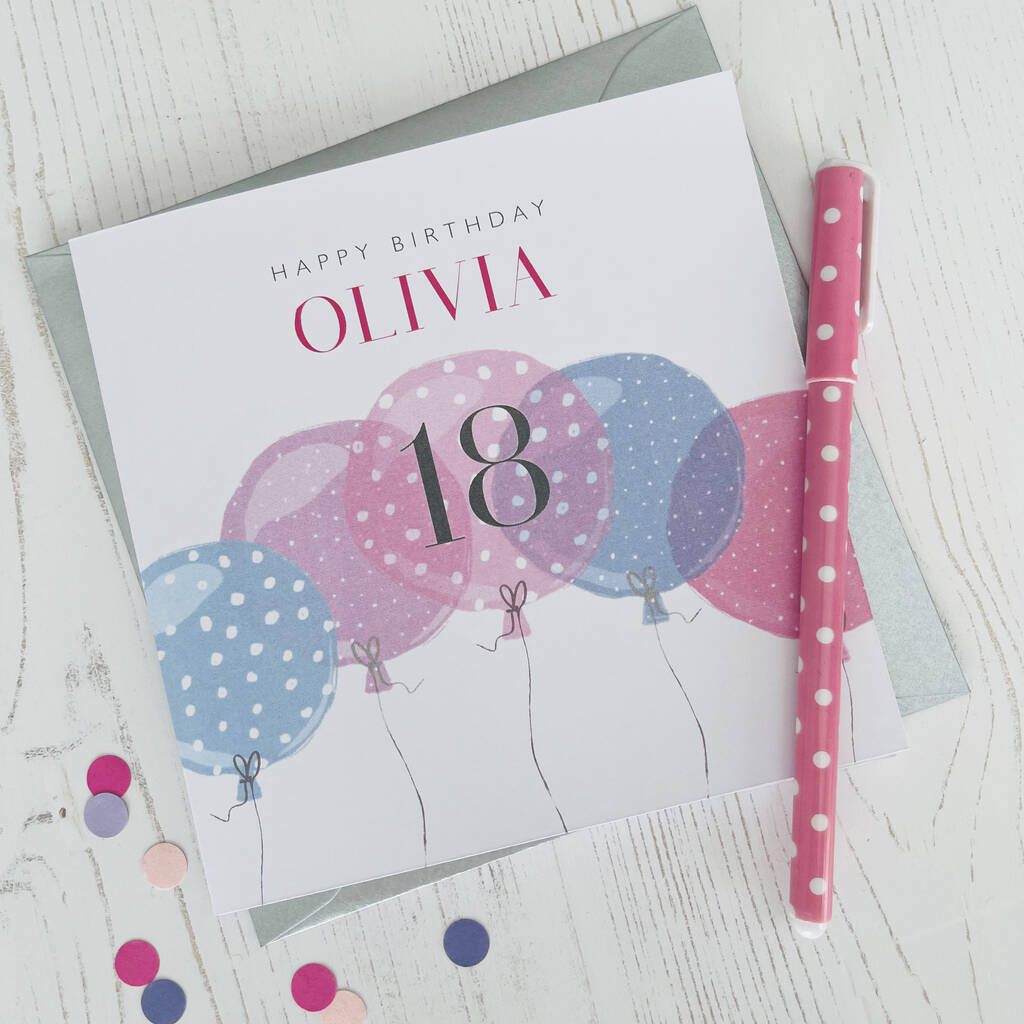 18th Birthday Balloons Personalised Card