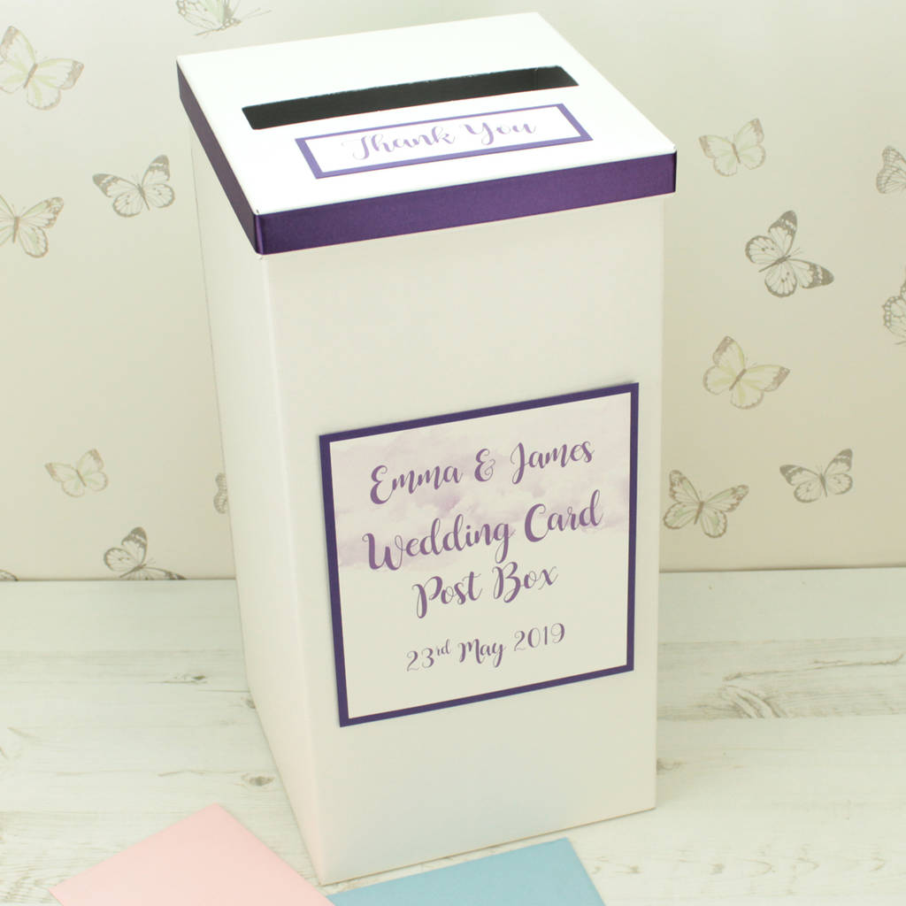 personalised watercolour wedding post box by dreams to