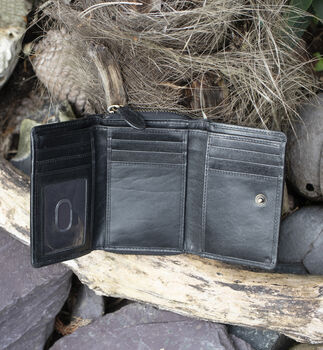 Woman's Medium Size Vintage Black Leather Purse Wallet, 2 of 8