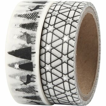 Christmas Washi Paper Tape Assorted Black, White Silver, 2 of 4