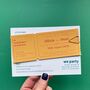 Colourful, Fun Ticket Style Alternative Wedding Invitation, thumbnail 2 of 5