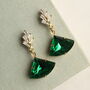 Art Deco Emerald Chrysler Drop Earrings, thumbnail 1 of 10