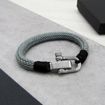 Personalised Men's Shackle And Thick Rope Bracelet, 2 of 7