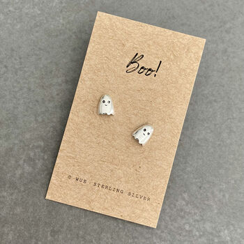 Silver Ghost Earrings. Boo! Halloween Gift, 4 of 5