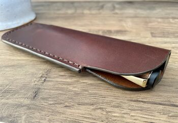 Brown Leather Pen Sleeve, Pen Case, 3 of 9