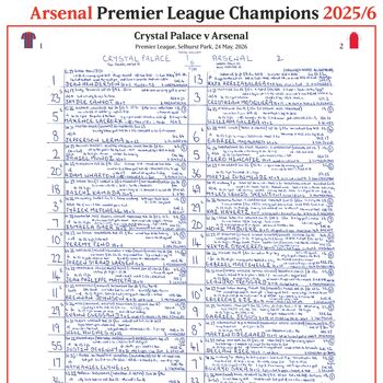 Arsenal Premier League Champions. Crystal Palace V Arsenal, Selhurst Park 24 May, 2026. John Murray, 5 of 9