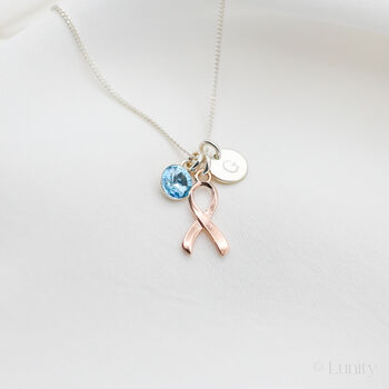 Personalized Pink Ribbon Necklace, Breast Cancer Awareness, 8 of 10