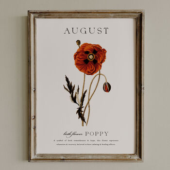 Birth Flower Wall Print 'Poppy' For August, 8 of 9