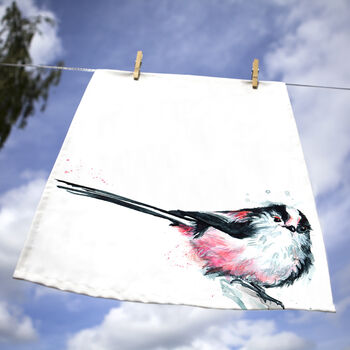 Inky Long Tailed Tit Tea Towel, 5 of 7
