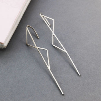 Double Triangle Silver Ear Climbers, 2 of 3