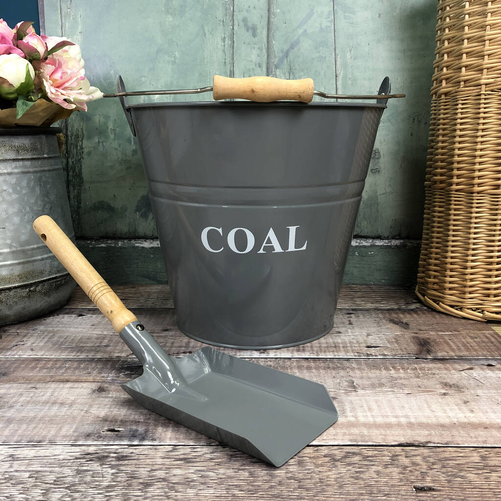 Fireside Coal Bucket And Shovel In French Grey, 1 of 3