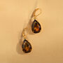 Dark Topaz Teardrop Rhinestone Drop Earrings, thumbnail 3 of 4