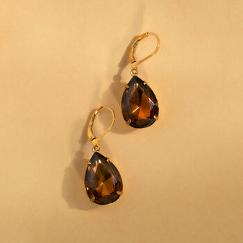Dark Topaz Teardrop Rhinestone Drop Earrings, 3 of 4