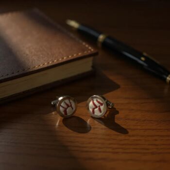 Personalised Baseball Leather Cufflinks, 4 of 11