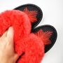 Red Sheepskin Moccasin Slippers, thumbnail 4 of 4