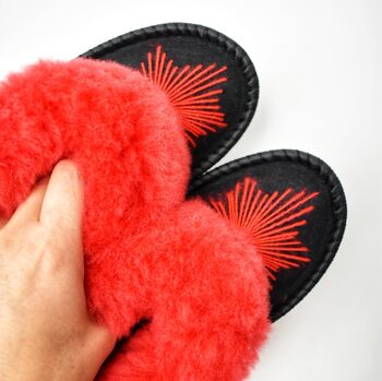 Red Sheepskin Moccasin Slippers, 4 of 4