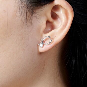 Reindeer Silver Cz Stud Earrings, 925 Sterling Silver Studs, Christmas Earrings, 4 of 7