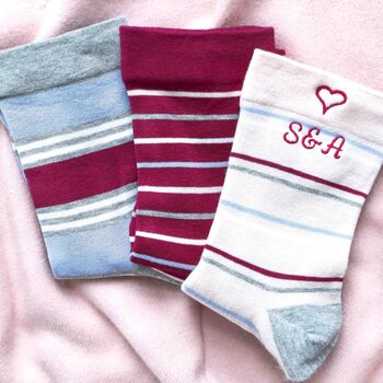 Women's Personalised Bamboo Valentine's Heart Socks, 7 of 7