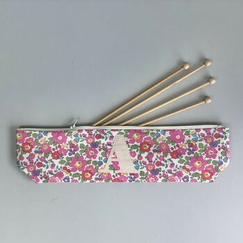 Liberty Print Initial Knitting Needle Case, 2 of 5
