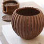 Rust Red Ribbed Ceramic Vase, thumbnail 3 of 4