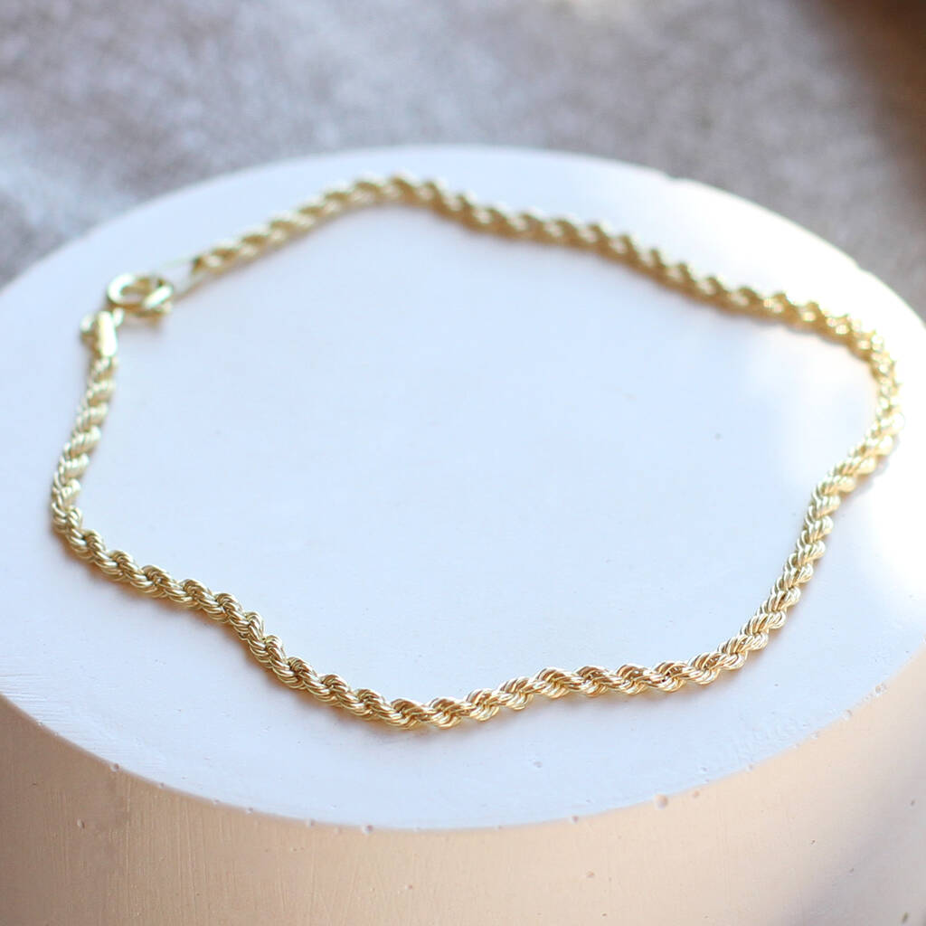 9ct Gold Rope Chain Bracelet, 1 of 3
