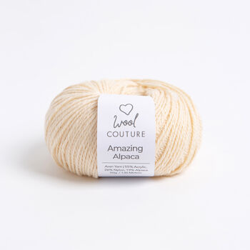 Alpaca Hat Easy Knitting Kit Ivory, 3 of 3