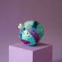 Aqua, Turquoise And Magenta Hand Painted Ceramic Bauble, thumbnail 2 of 5