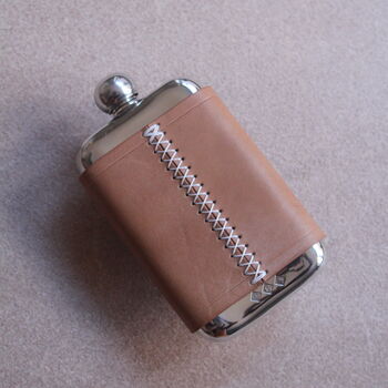 Personalised Pewter Hip Flask With Leather Cover, 6 of 12