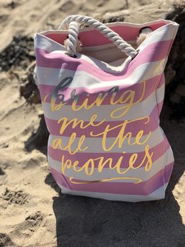 Bring Me All The Peonies Beach Tote Bag, 4 of 4