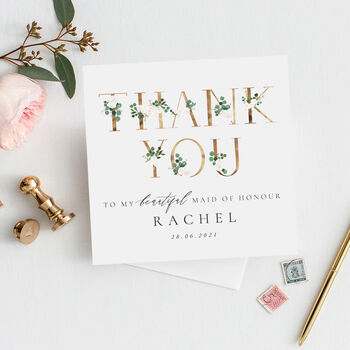 Personalised Floral Bridesmaid Card | Thank You Card, 2 of 3