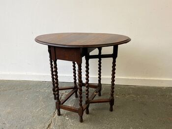 Edwardian Oak Drop Leaf Side Table, 2 of 9