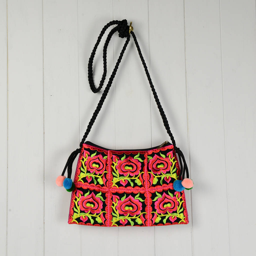 Embroidered Shoulder Bag By Home & Glory