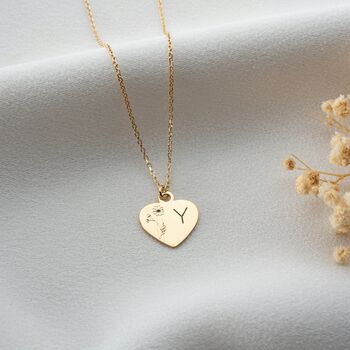 Birth Flower Initial Heart Necklace, 2 of 9