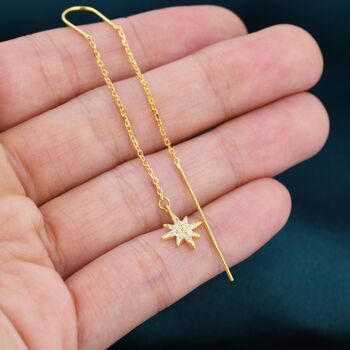 Starburst Threader Earrings In Sterling Silver, 2 of 9