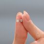 Sterling Silver Brilliant Cut 3mm Cz Barbell Earrings, thumbnail 2 of 11