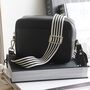 Black Leather Crossbody Bag With Striped Strap, thumbnail 5 of 7