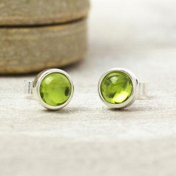 Peridot Sterling Silver Studs August Birthstone By Alison Moore Designs