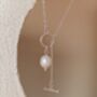 Natural Pearl Sterling Silver T Bar Necklace, thumbnail 3 of 7