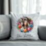 Personalised Dappled Chocolate Dachshund Summer Floral Dog Wreath Cushion And Mug Bundle, thumbnail 4 of 4