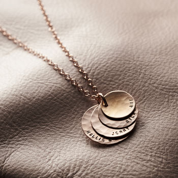 Personalised Hammered Family Disc Necklace, 9 of 12