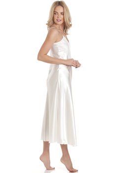 British Made Ivory Long Satin Nightdress With Deep Lace Detail Ladies Size 8 To 28 UK, 4 of 5