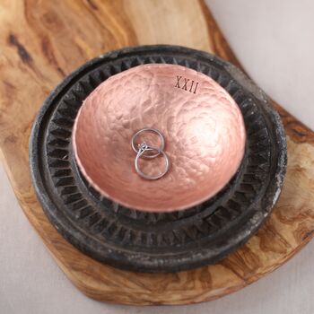 22nd Anniversary Small Hammered Copper Ring Bowl, 4 of 7