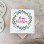 Merry Christmas Wreath Duo Earrings, Heart And Star, thumbnail 3 of 8