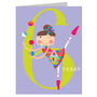 Mini Circus Girl 6th Birthday Card, thumbnail 2 of 4