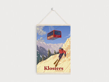 Klosters Ski Resort Switzerland Travel Poster Art Print, 6 of 8