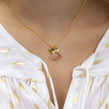 Fan Shaped Gemstone Charm Necklace, 4 of 6