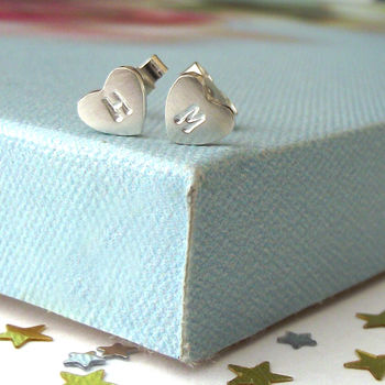 Sterling Silver Initial Heart Earrings, 12 of 12